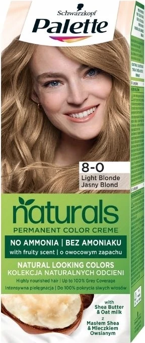 Ngjyrë për flokë për femra Palette Permanent Naturals Color Creme 8-0 Light Blonde