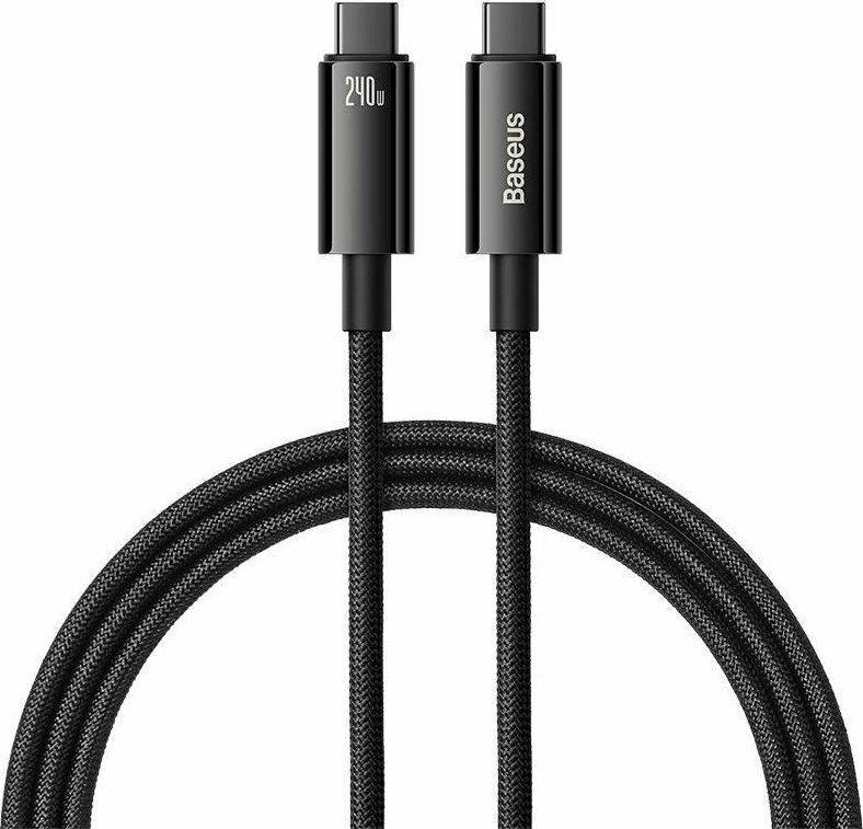 Kabllo USB-C në USB-C Baseus Tungsten Gold CAWJ040001 1 m 240 W PD3.1 480 Mbps, e zezë
