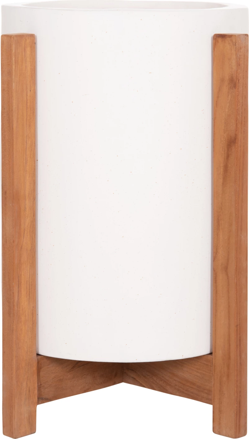Vazo e brendshme HOFF, çimento fiber e bardhë, bazë dru tik, FH4682.02S, 33x42cm