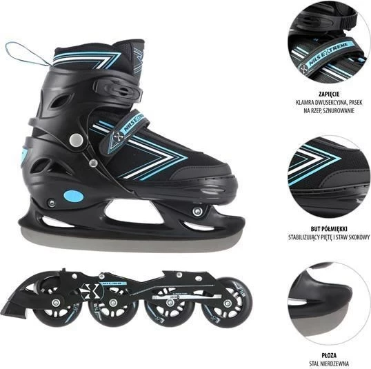 Patina unisex NILS eXtreme NH11912 A 2IN1, të zeza/kaltra               