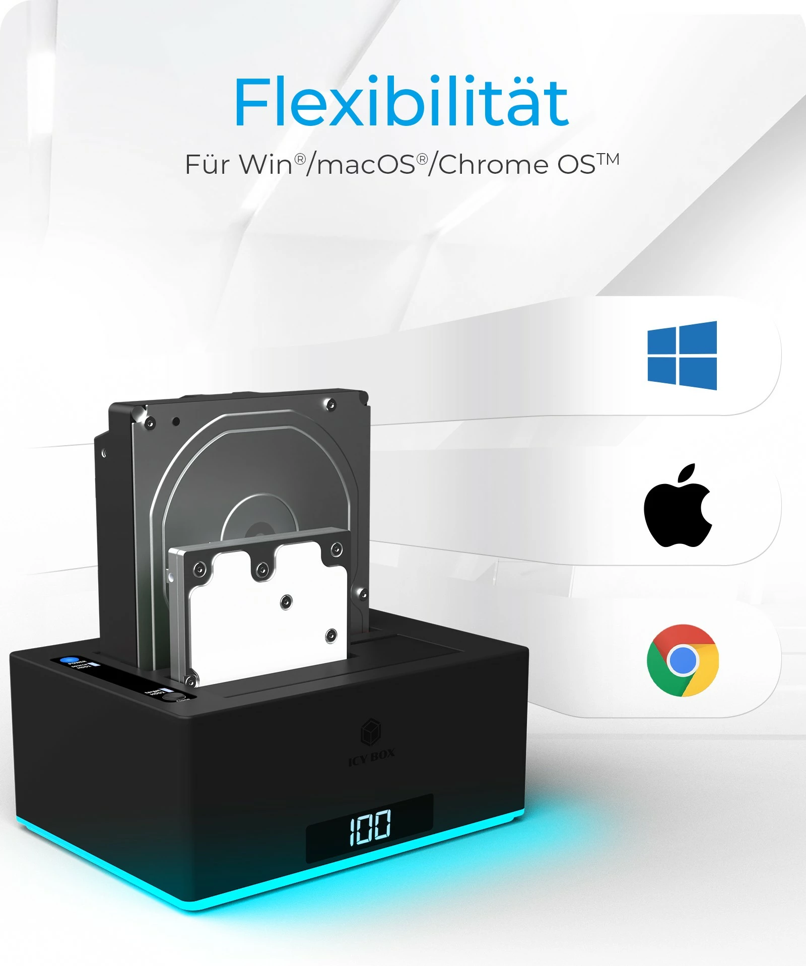 Stacion klonimi ICY BOX IB-127CL-U3, HDD, Serial ATA, 18 TB, USB 3.2, E zezë