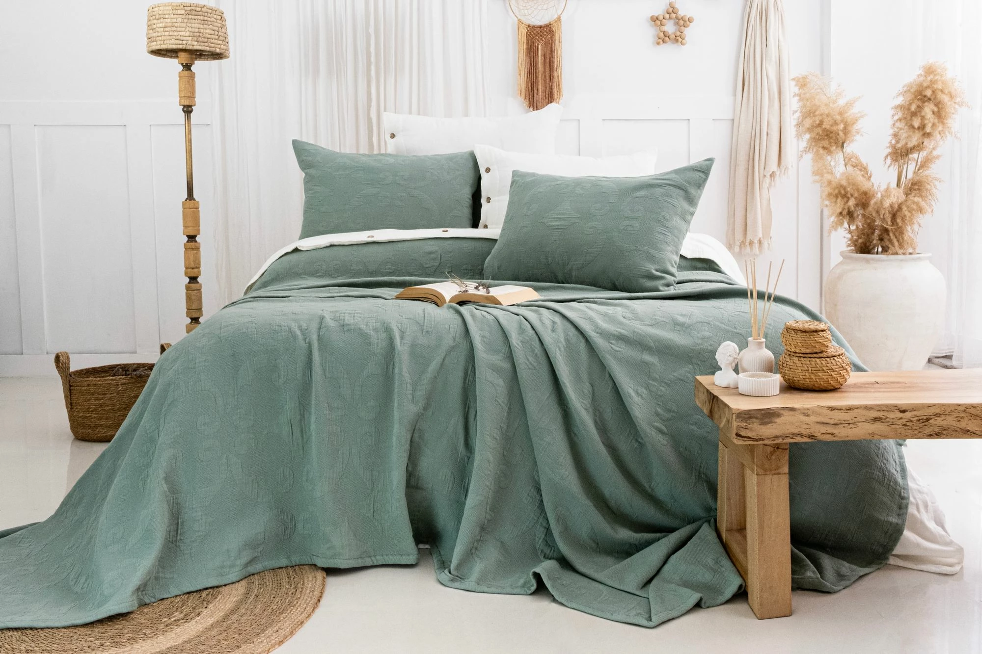 Set mbulesë dysheku dopio Julia, ngjyrë e gjelbër