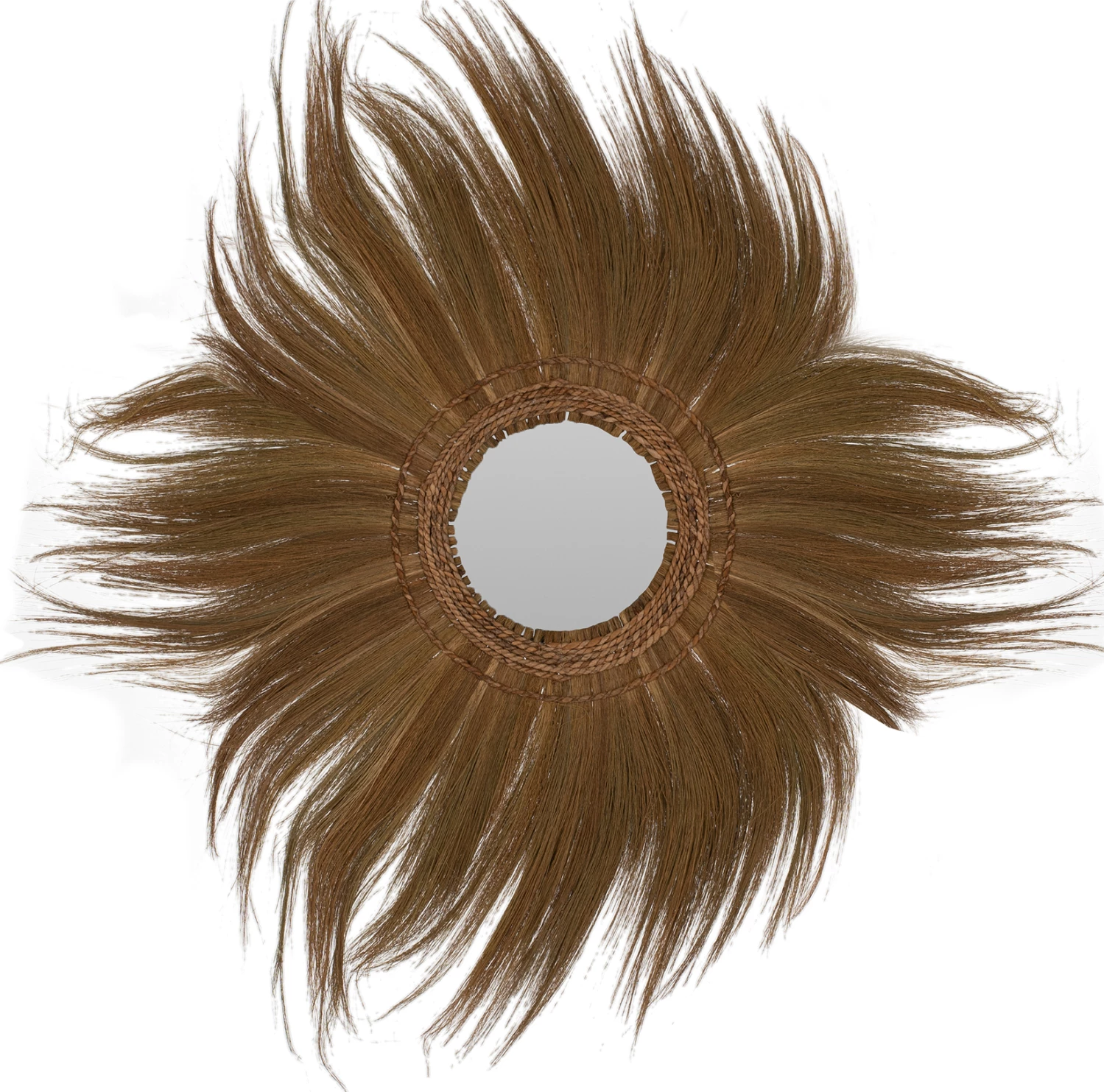 Pasqyrë e rrumbullakët me kornizë nga lëvorja e bananes, ngjyrë natyrale, 100x4x100 cm, FH7735