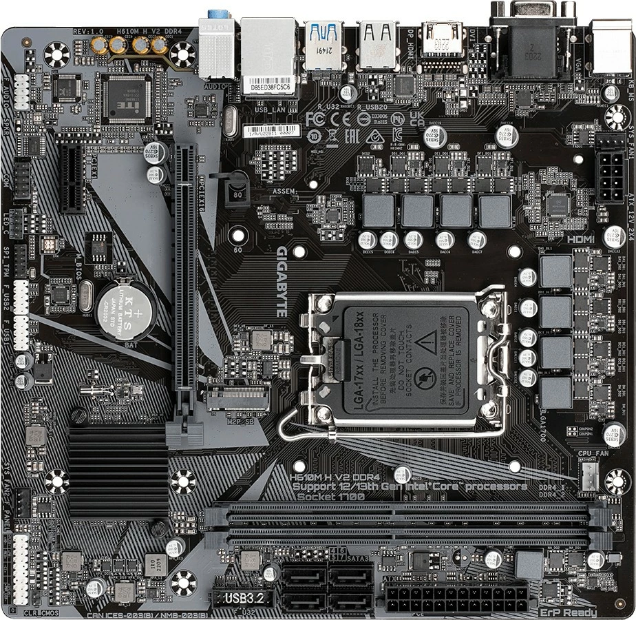 Pllakë amë Gigabyte H610M H DDR4 V2, Micro ATX, DDR4, Intel, e zezë