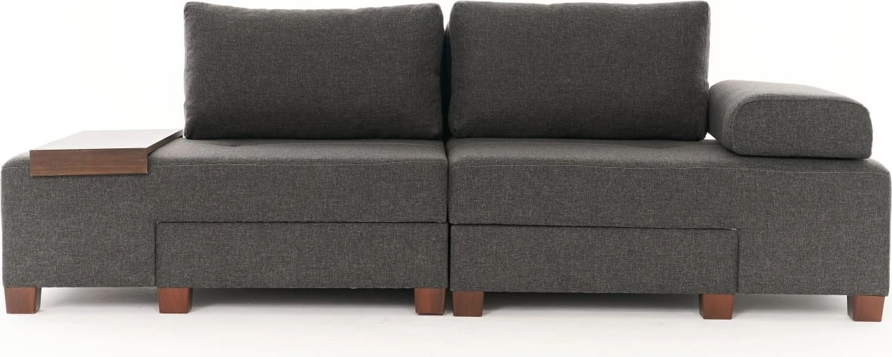 Krevat-sofa treshe, pëlhurë lino, ngjyrë antracit, Perenna