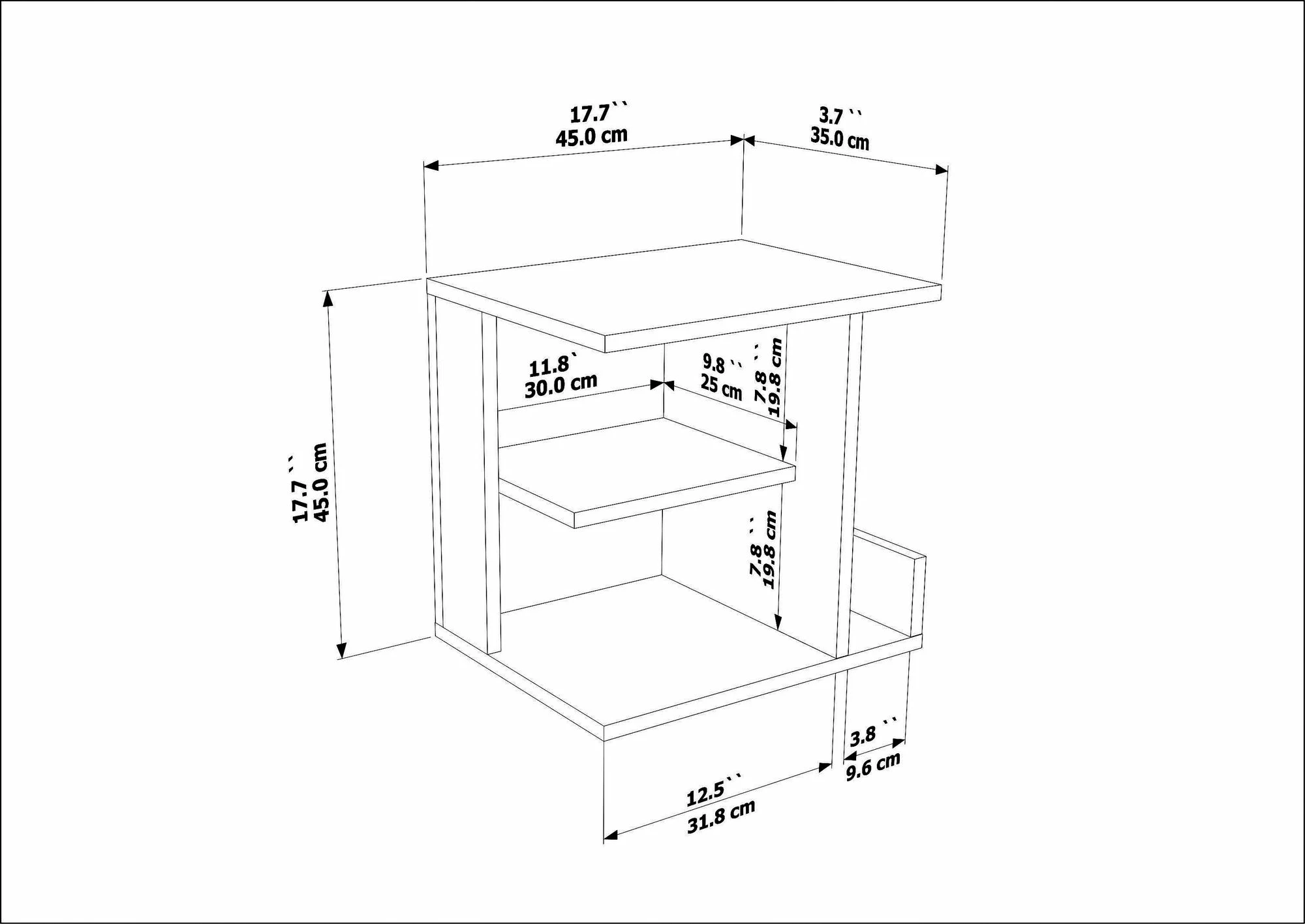 Komodinë Skye Decor, e bardhë, Karamira