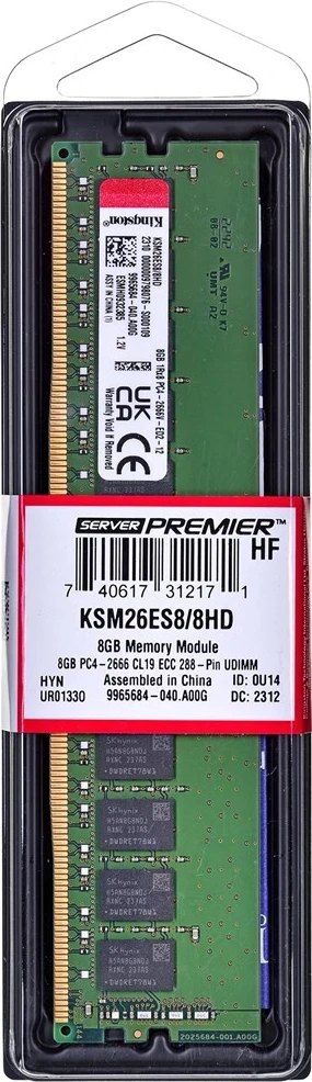RAM Memorje Kingston UDIMM ECC 8GB DDR4 1Rx8 Hynix D 2666MHz PC4-21300 KSM26ES8/8HD
