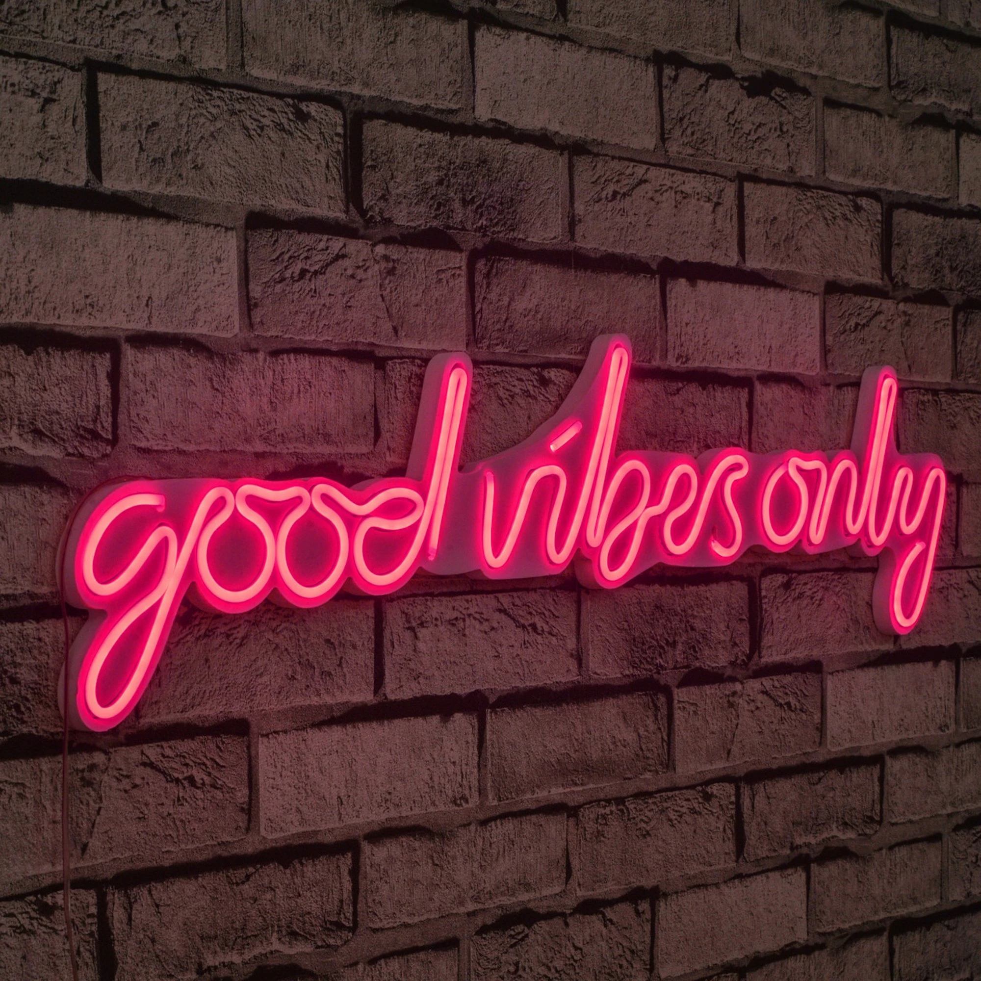 Dekor dritash LED plastike, 'Good Vibes Only', rozë