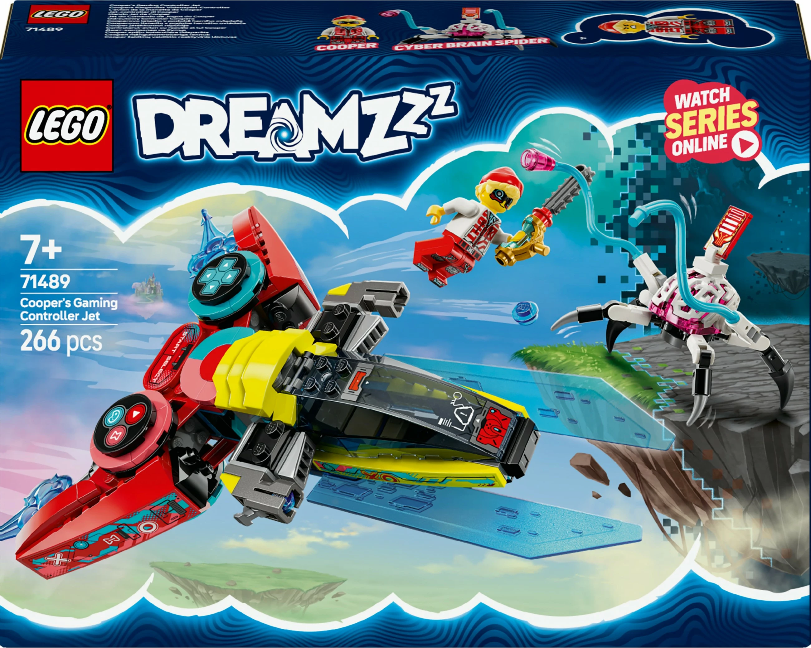 Set ndërtimi LEGO DREAMZzz 71489, Cooper's Gaming Controller Jet, 266 pjesë, shumëngjyrësh
