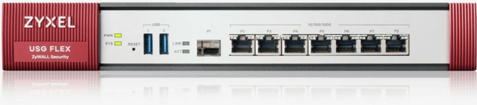 Firewall Zyxel USG Flex 500, 7 porta LAN, 1U, VPN, i kuq