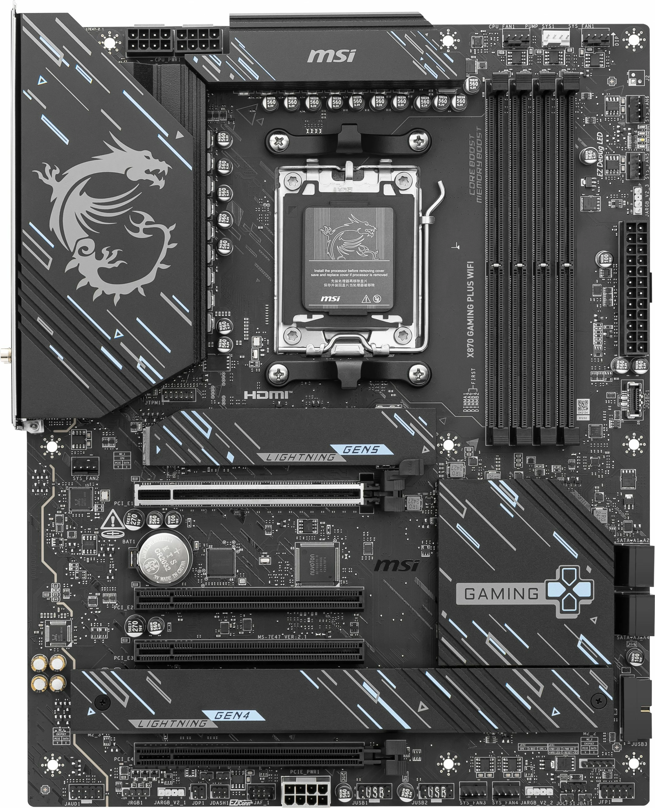 Pllakë amë MSI X870 GAMING PLUS WIFI, Socket AM5, DDR5, 128 GB, e zezë