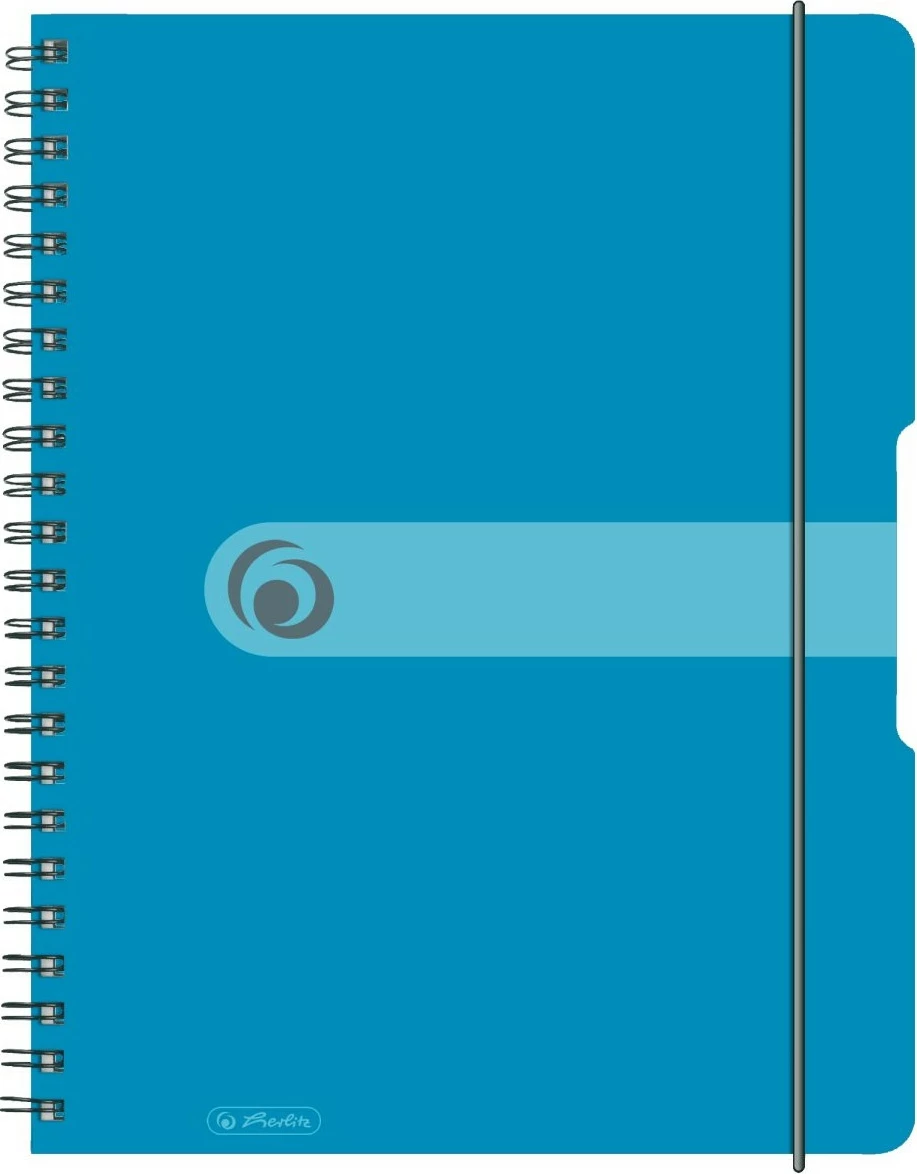 Bllok spiral herlitz 11293610, A4, 80 fletë, plastikë, kaltër transparent