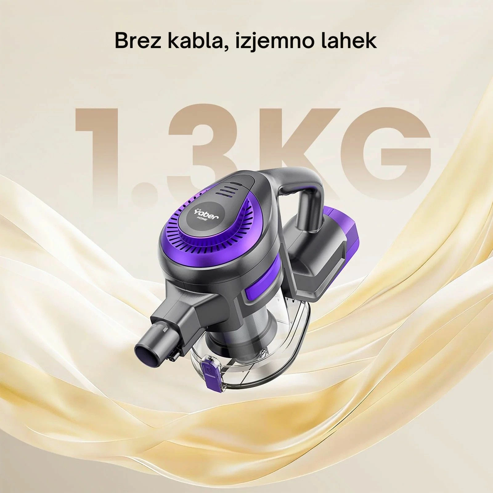Fshesë me bateri Yaber L10 56AW, 170W, HEPA, 0.6L, 1.3kg, vjollcë/zezë