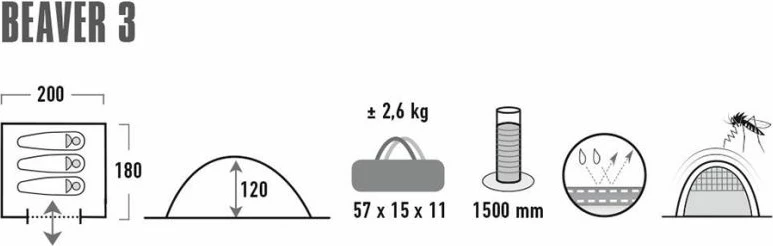 Tenda High Peak Beaver 3 10322 për Turizëm/Outdoor