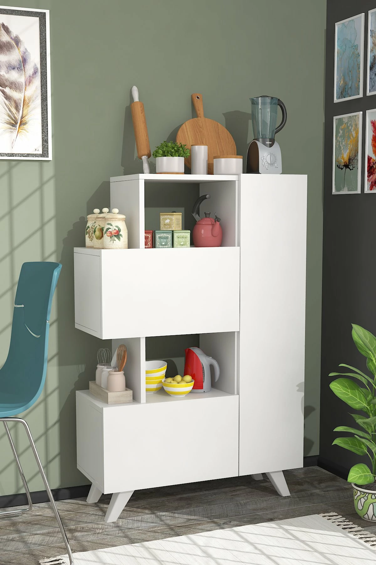 Dollap multifunksional Hanah Home, Bambalina, i bardhë