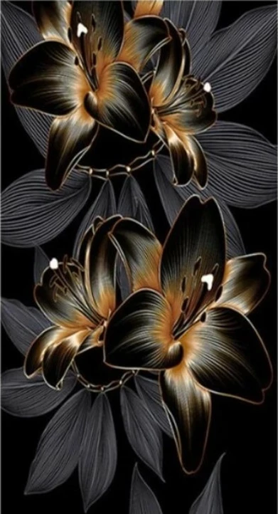 Mozaik diamanti Norimpex Black Lilies and Gold, 80x40cm, Set, Zi/Ar