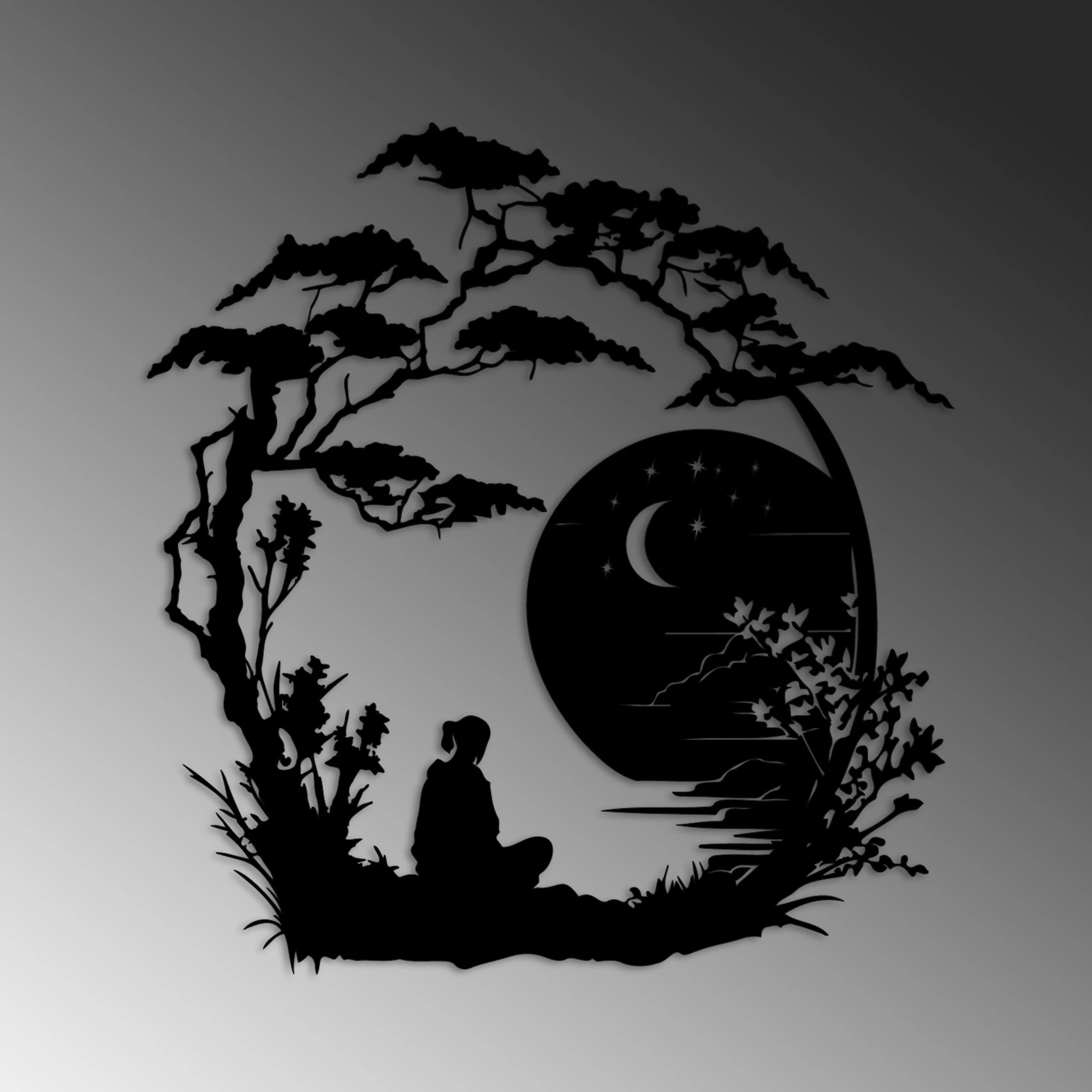 Aksesor dekorativ metalik për mur Wallity, The Seclusion, ngjyrë e zezë, 63x60cm