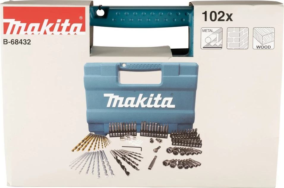Set bitash e burgish Makita B-68432, 102 copë, me kuti plastike