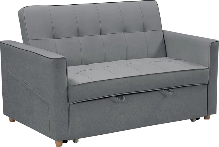 Divan 2 ulësesh që bëhet shtrat, ngjyrë antracit, 142x93x90 cm