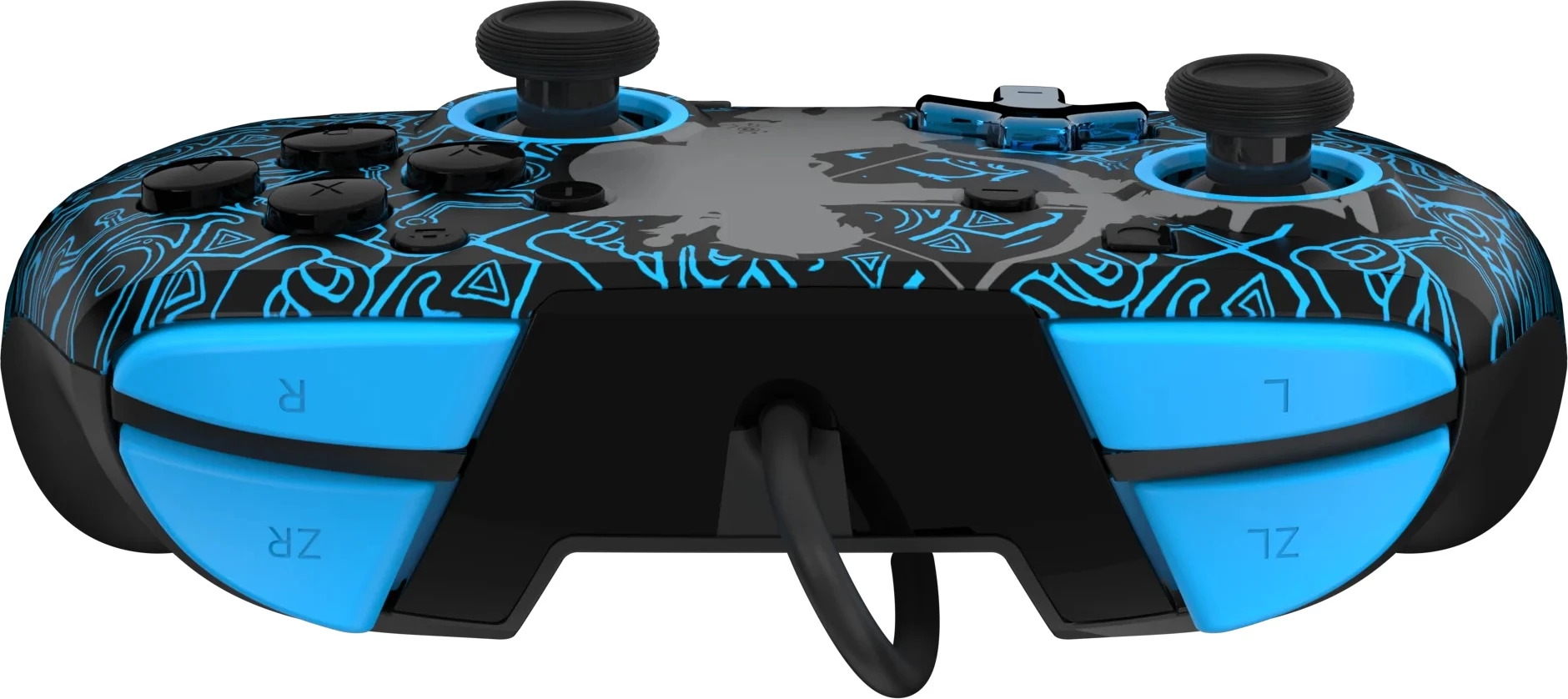 Kontroller me kabllo PDP REMATCH Glow in the Dark Link për Nintendo Switch, me audio 3.5mm dhe butona të rimapueshëm, zi/kaltër
