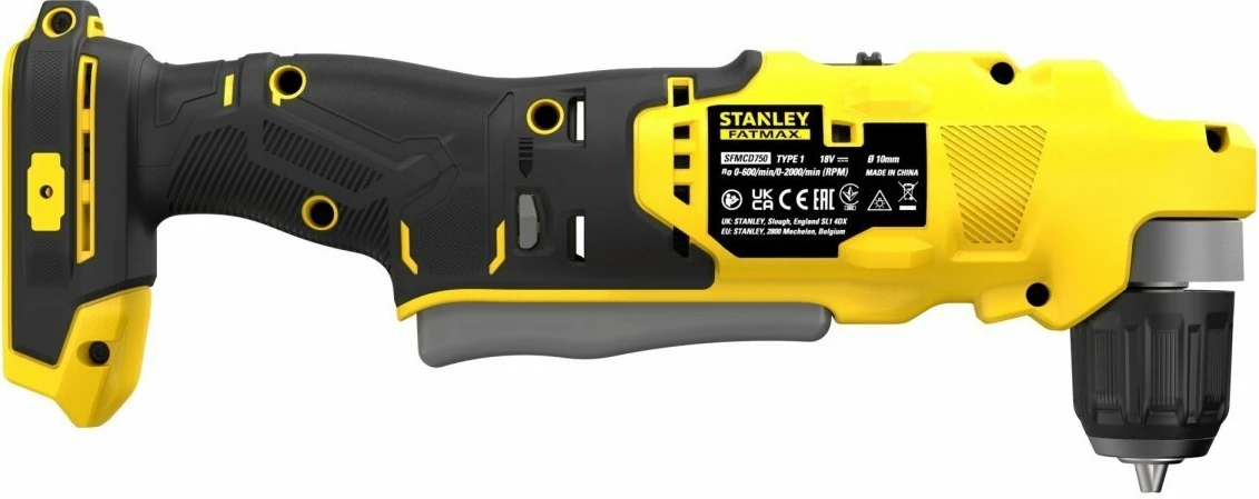 Burmashinë këndore Stanley FATMAX SFMCD750B 18V V20, 45Nm, mandrinë 10mm, solo (pa bateri/karikues), e verdhë/zezë