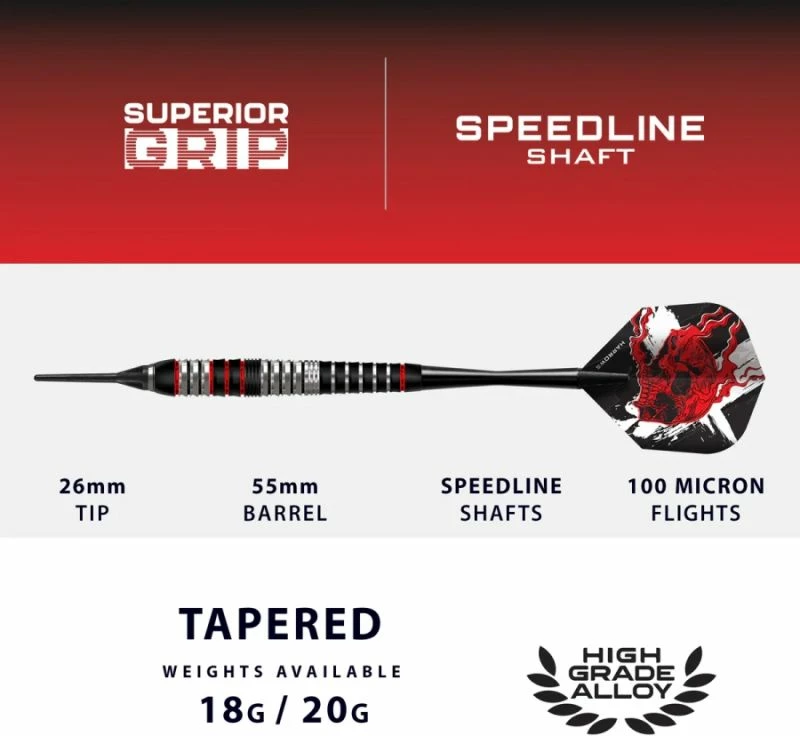 Shigjeta softip për dart Harrows, të zeza e kuqe [Pesha: 20 g]