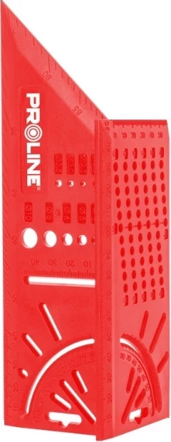 Këndore 3D për mitër PROLINE 21360, ABS, 0°-90°, 213x155x62/73 mm, e kuqe