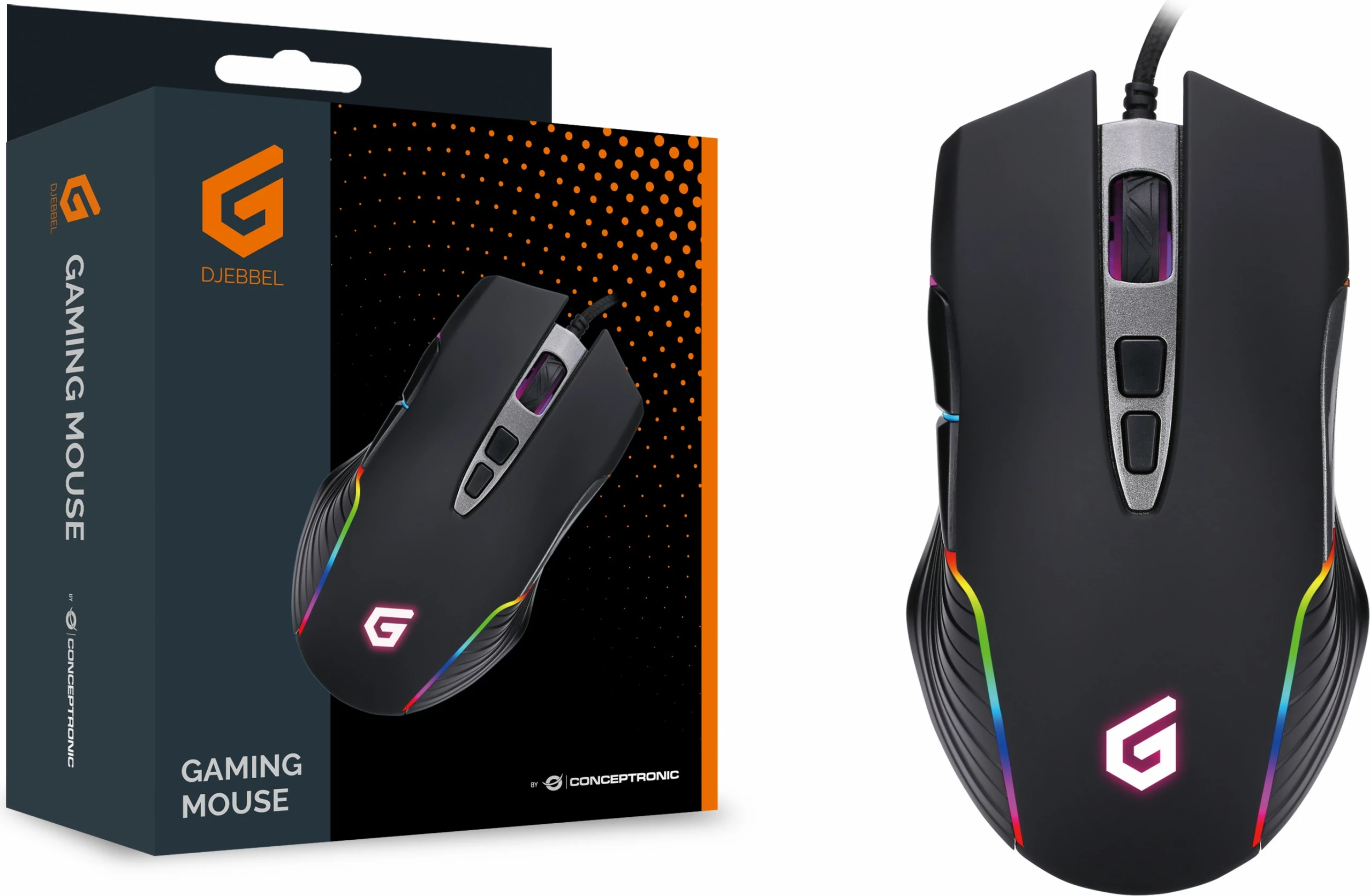 Maus gaming Conceptronic DJEBBEL03B, 7200 DPI, 7 butona, RGB, i zi