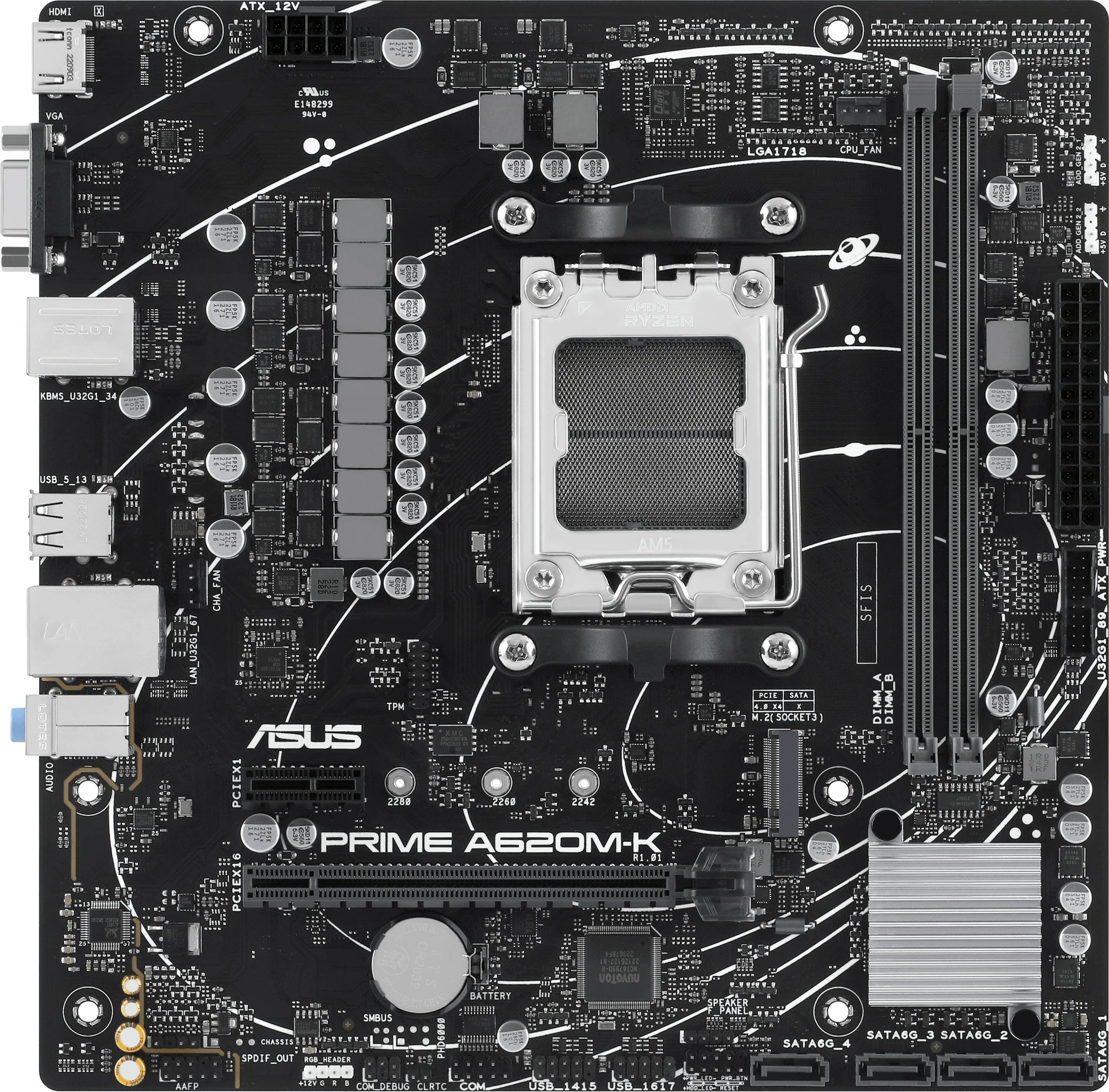 Pllakë amë ASUS PRIME A620M-K, AMD, Socket AM5, DDR5, 96 GB