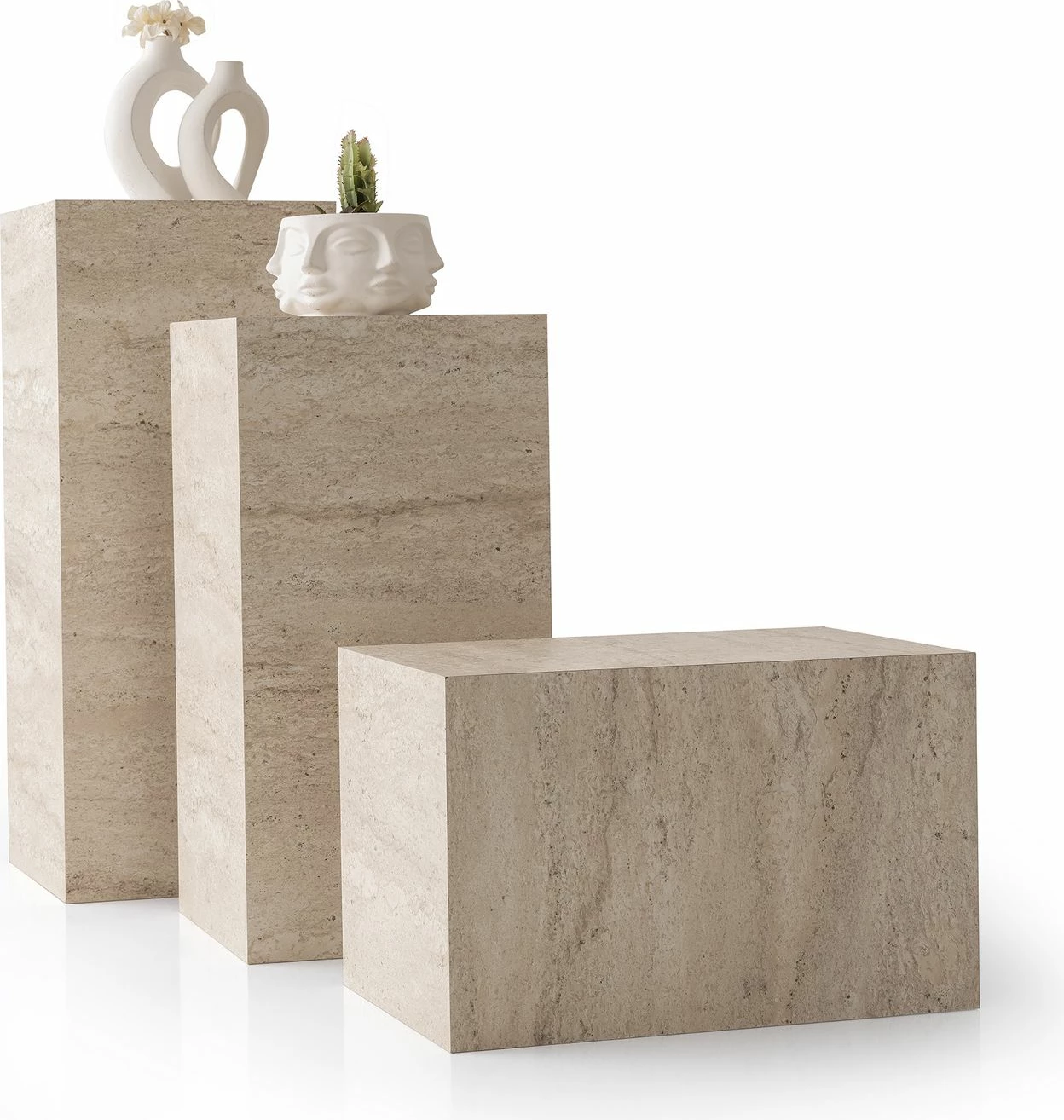 Set mbajtësesh për lule, ngjyrë travertin, Skye Decor, 3 copë, 9540