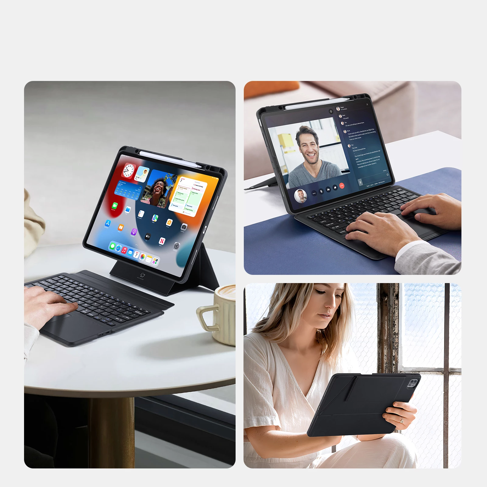 Mbështjellës me tastierë Bluetooth Dux Ducis DK Series për iPad Pro 12.9 (2020/2021/2022), i zi