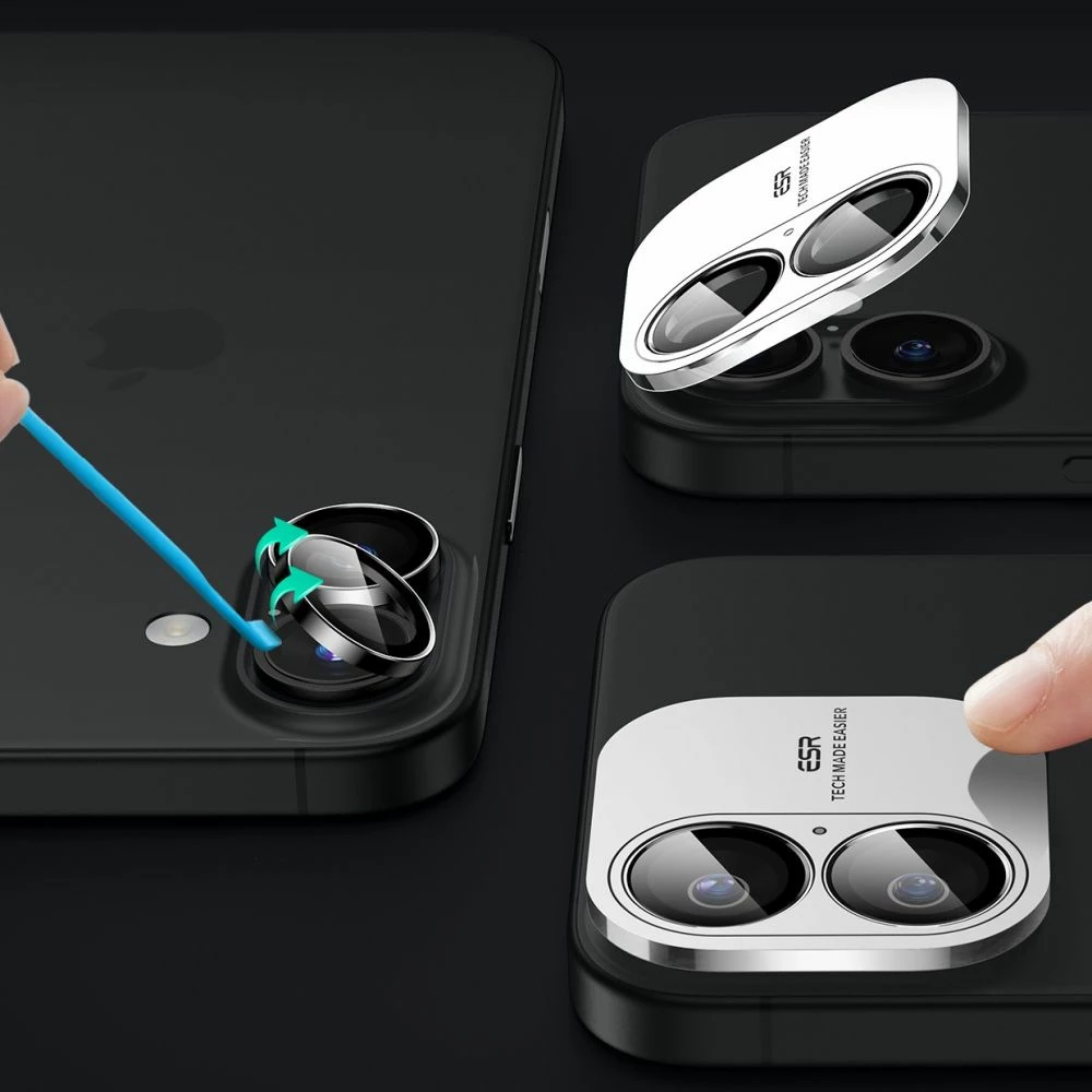 Mbështjellës xhami për kamerë ESR Armorite për iPhone 16 / 16 Plus, Zi