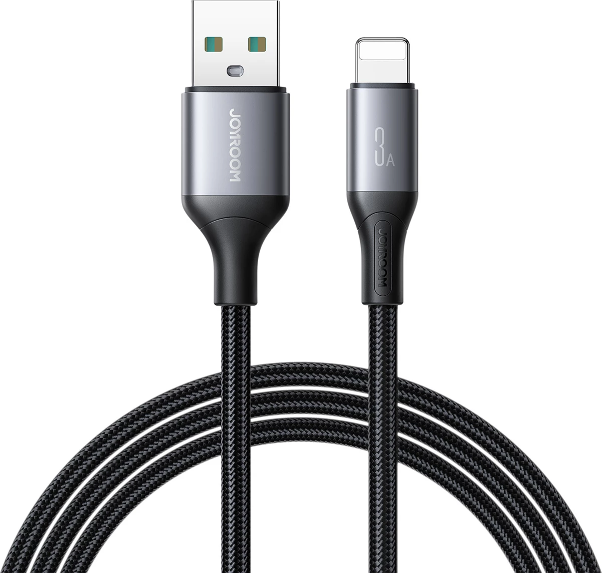Kabllo USB-A - Lightning, Joyroom S-A28 Flash Series, 1 m, 3A, USB 2.0, e zezë