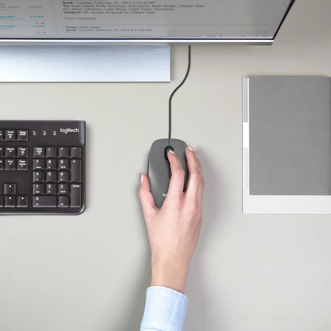 Maus Logitech M100 me kabllo, USB, i zi