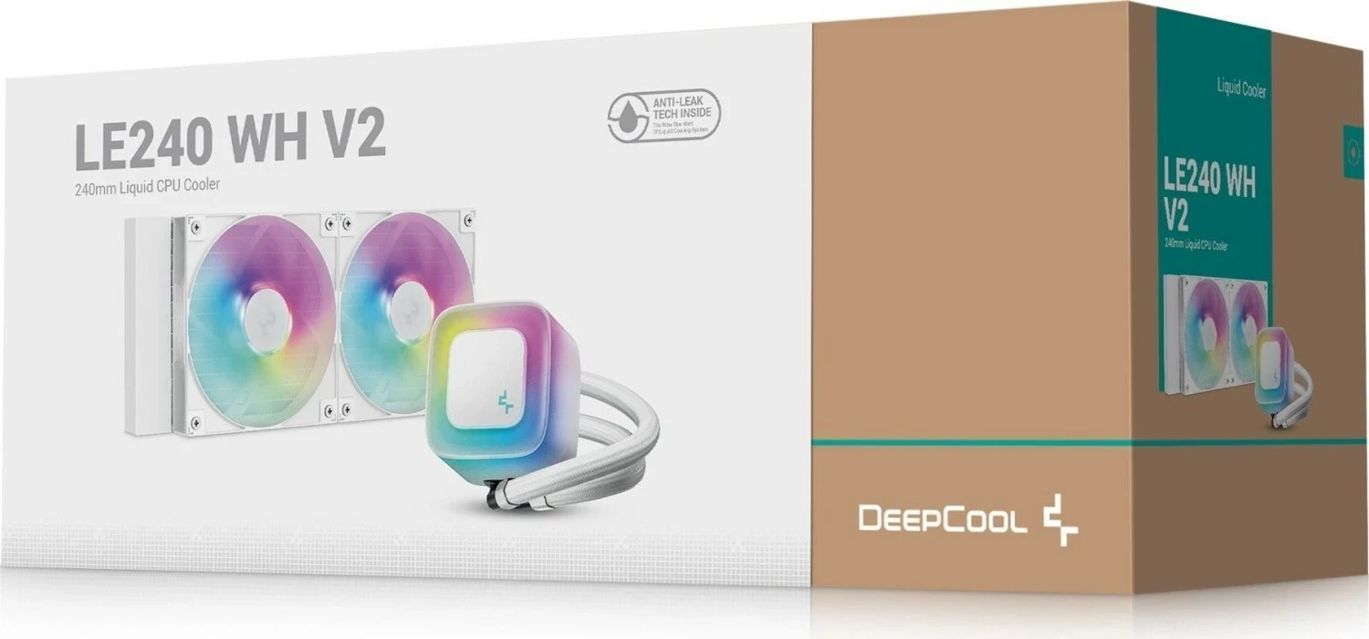 Ftohës me ujë për procesor DEEPCOOL LE240 WH V2, 240mm, i bardhë