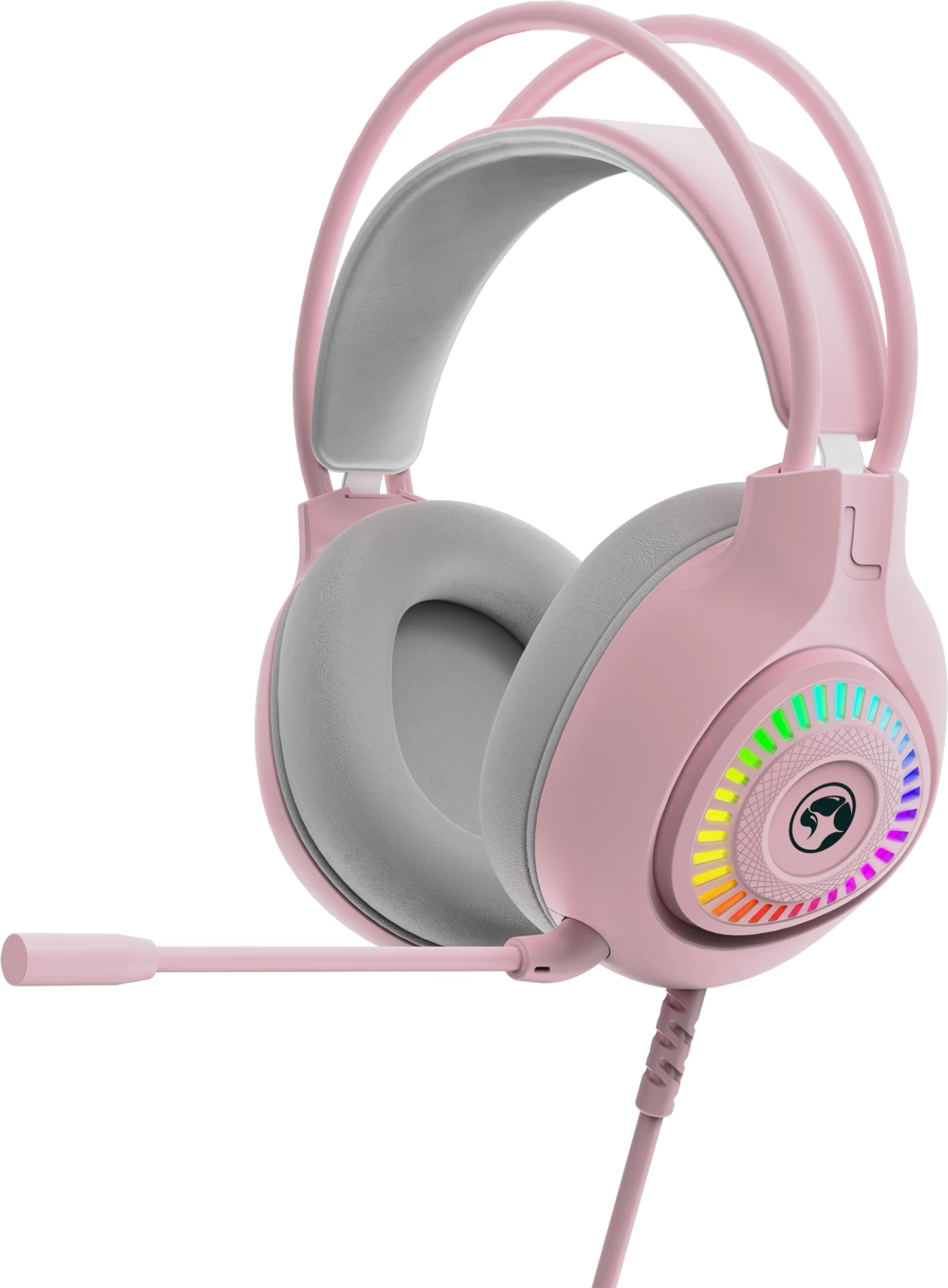 Kufje gaming Marvo H8325, me kabllo USB 2.0, RGB, stereo, rozë