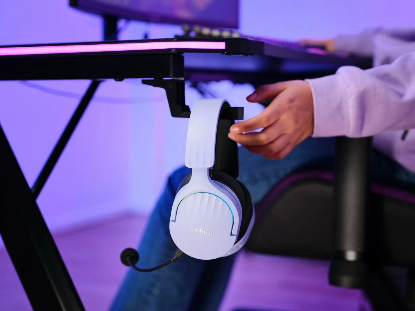 Kufje Trust GXT 491P FAYZO, me kabllo & pa kabllo, për lojëra, USB Type-A, Bluetooth, Zi, Lejla