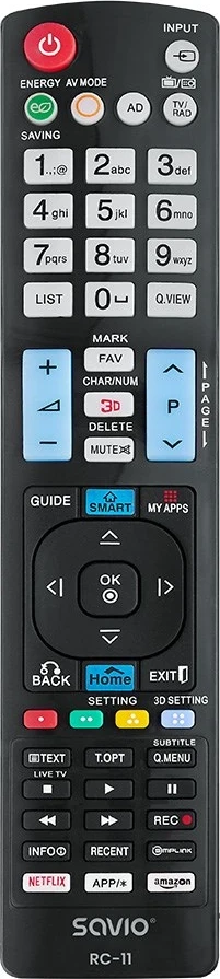 Telekomandë TV Savio RC-11, e zezë