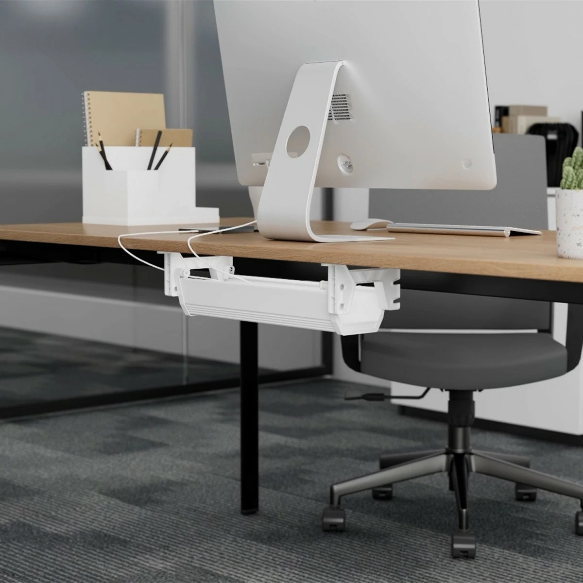 Organizues kabllosh Maclean MC-106W, nën tavolinë, i bardhë