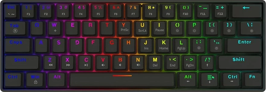 Tastierë mekanike gaming Savio BLACKOUT X2 BROWN, 60%, RGB, QWERTY UK, me kabllo