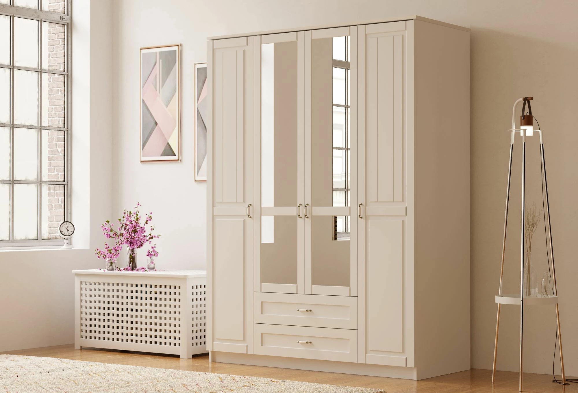 Dollap për rroba Skye Decor, Rb-121, ngjyrë e bardhë mat