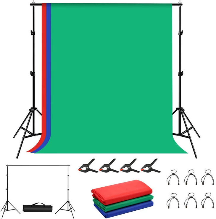 Set sfond fotografik Puluz PKT5204, 2x2m, 3 sfonda (jeshil, kuq, kaltër)