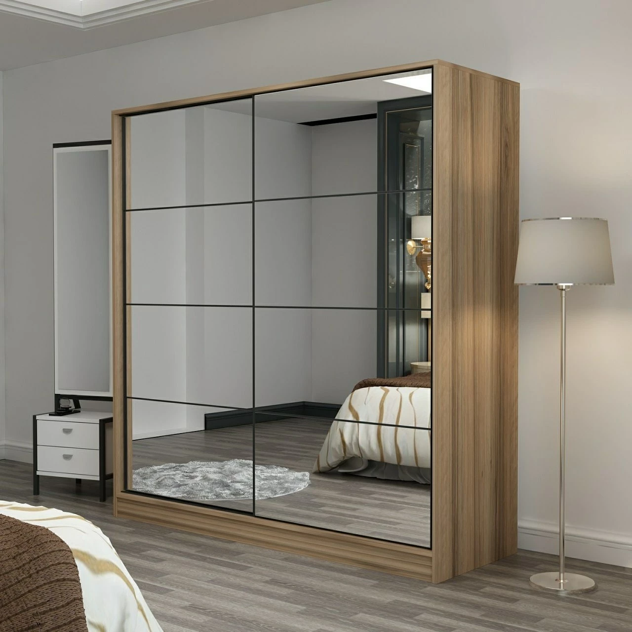 Dollap Hanah Home, Kale - 7165, ngjyrë dore, me pasqyrë