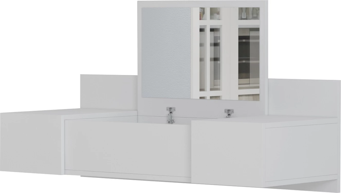 Tavolinë për grim e varur në mur, LINDE, melaminë, e bardhë, 100x39x33H cm