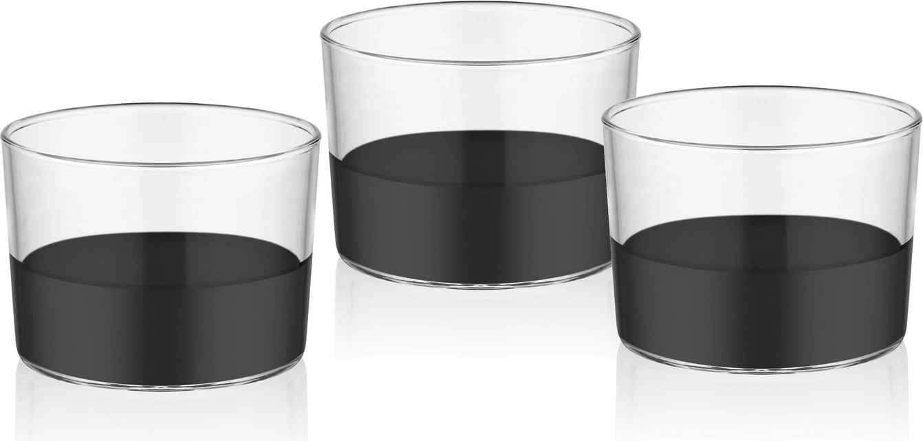 Set 3 copë tas qelqi Hermia, DRK0006, ngjyrë e zezë