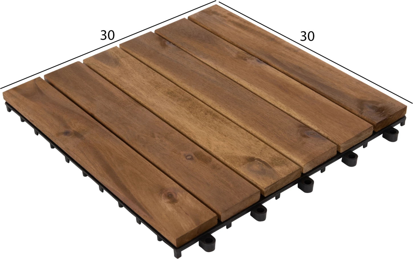 Set 10 copë pllaka dyshemeje prej druri akacie, 30x30x2.4cm