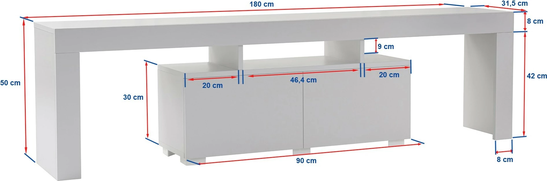 Komodë TV Nordure, Enclave, ngjyrë mermeri Fressia