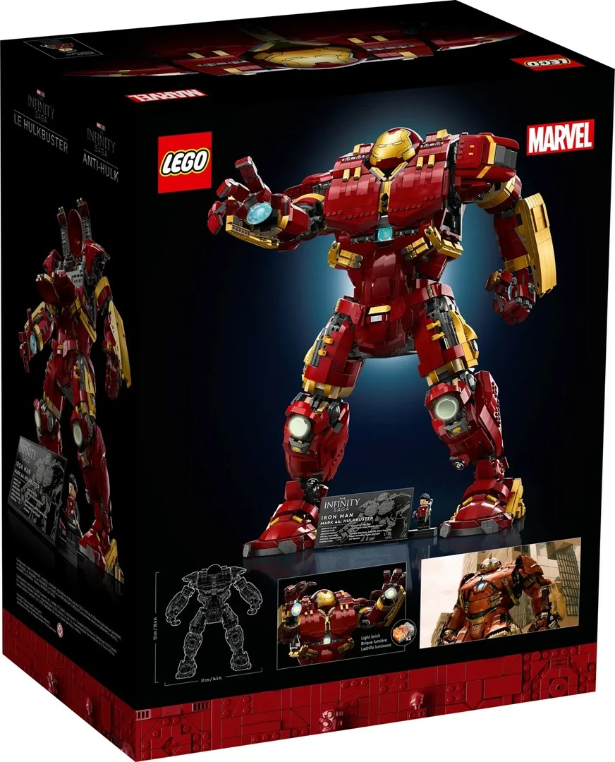 Set LEGO Marvel Hulkbuster 76210, 4049 pjesë, për të rritur, Kuq/Ari