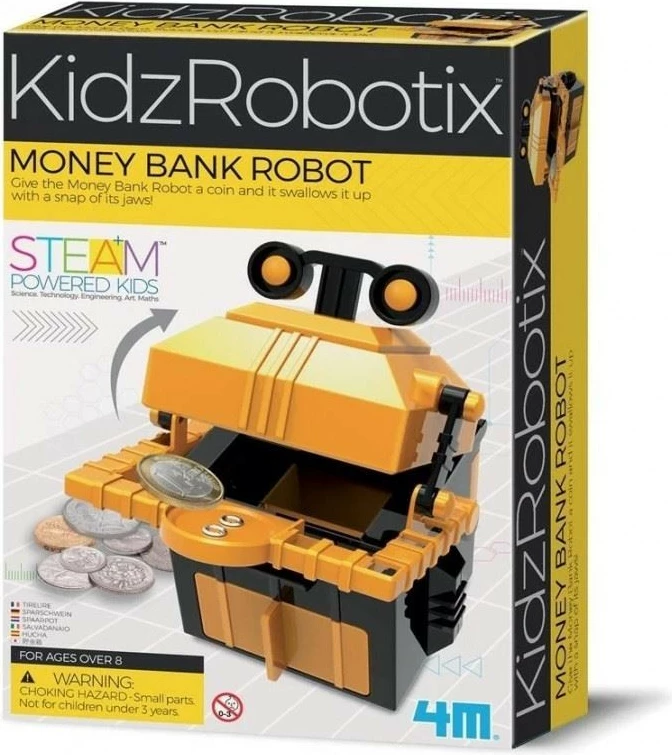 Skarbonkë robotike 4m KidzRobotix, set ndërtimi, për fëmijë, Verdhë