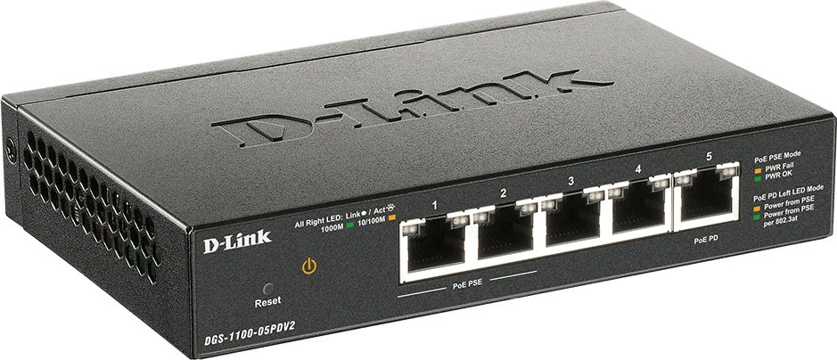 Switch D-Link DGS-1100, 5 porta, Gigabit Ethernet, PoE